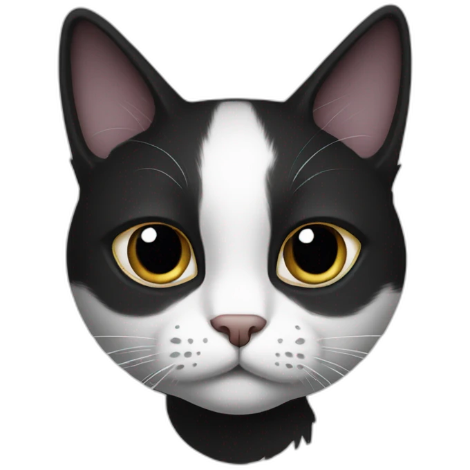 Black and white strep cat emoji