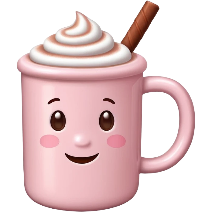 Light Pink mug of hot chocolate with marshmallows  emoji