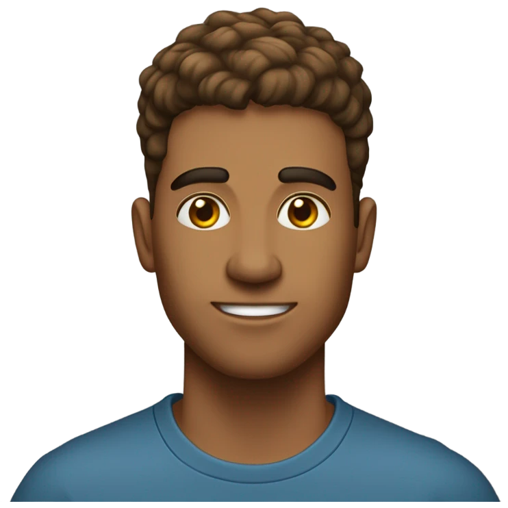 Homem de 27 anos, olhos castanhos claro, cabelo castanho claro cortado dos lados e pardo  emoji