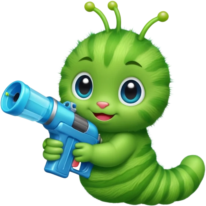 Baby caterpillar holding a squirt gun emoji