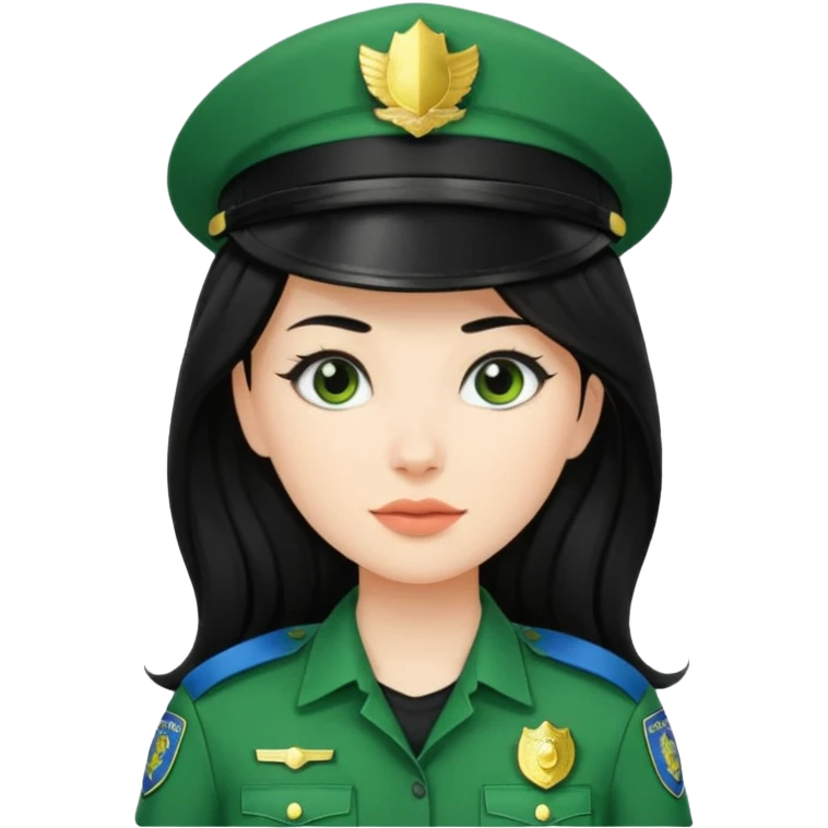 Female POLICE IN green, long black hair emoji