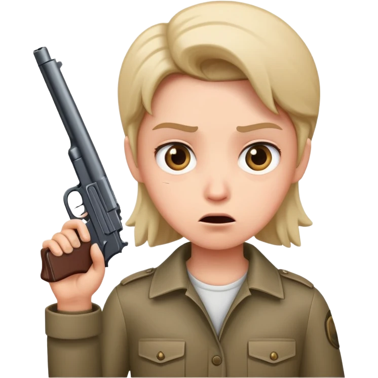 Confused face holding gun  emoji