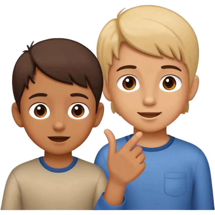 two children, one talking and one listening, friendly and expressive emoji