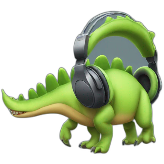 Headphones on dinosaur  emoji