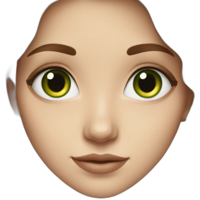 One white girl with long wavy brown hair and dark greeneyes emoji