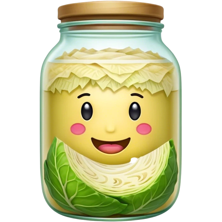 Sauerkraut Cinematic Realistic Sauerkraut Dish Emoji, depicted as tangy fermented cabbage neatly served in a traditional jar, rendered with vibrant textures and crisp, natural lighting. emoji