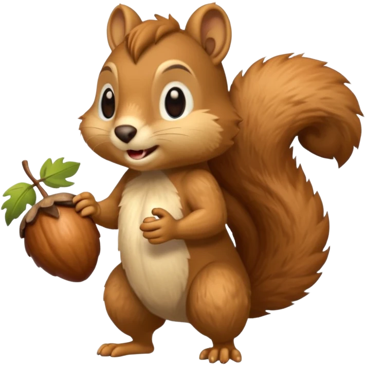 saber-toothed squirrel character with acorn, full body emoji
