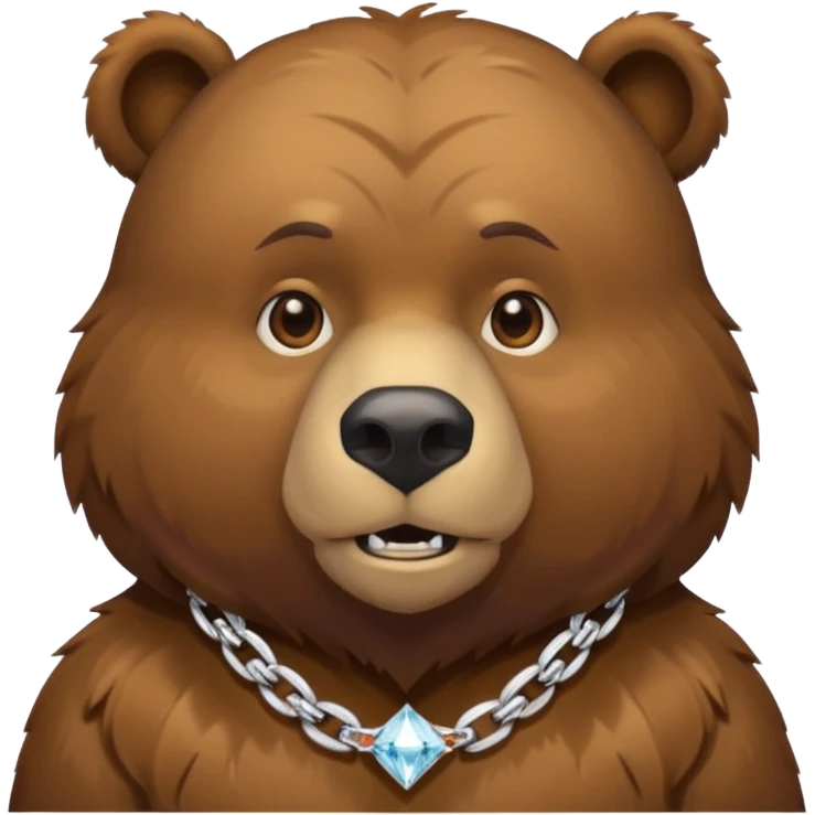 Russian grizzly bear wearing a diamond rapper chain emoji