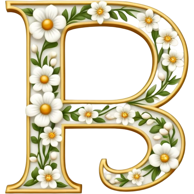 White flowery romantic alphabet letter emoji