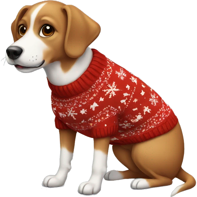 Dog with christmas sweater emoji