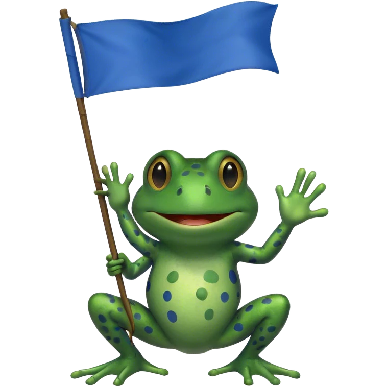 Frog with blue flag emoji