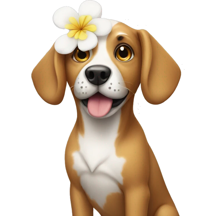 dog with a flower emoji
