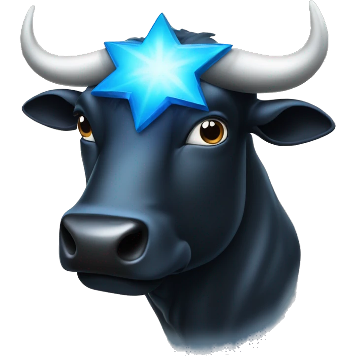 black bull head with a shining blue star on his forehead emoji