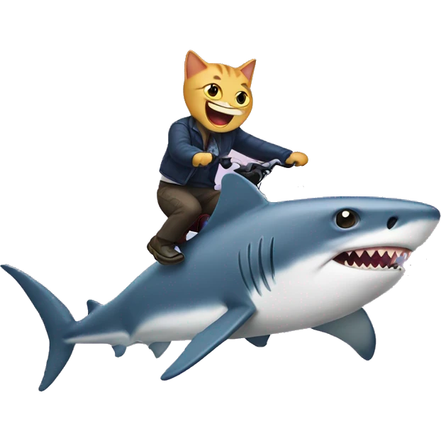cat riding a shark emoji