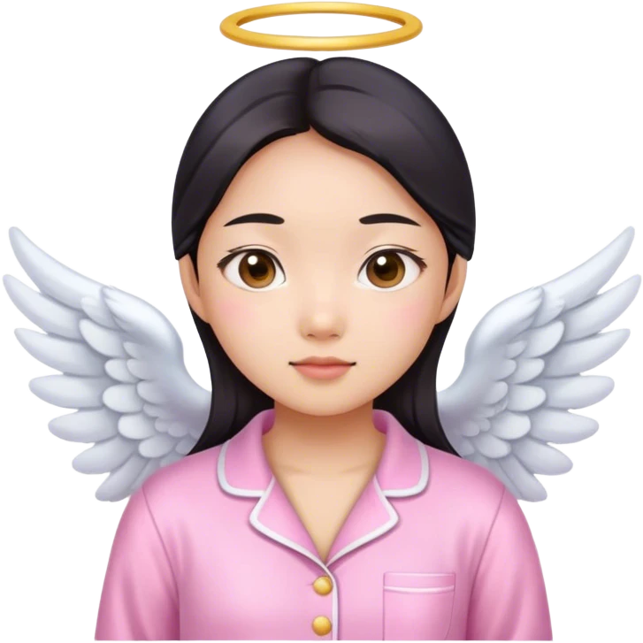 angelic asian girl doing skin care in pink pajamas emoji