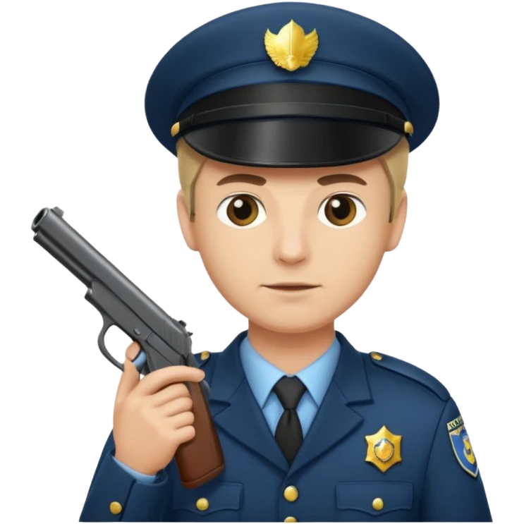 Officer with peaked cap + gun emoji