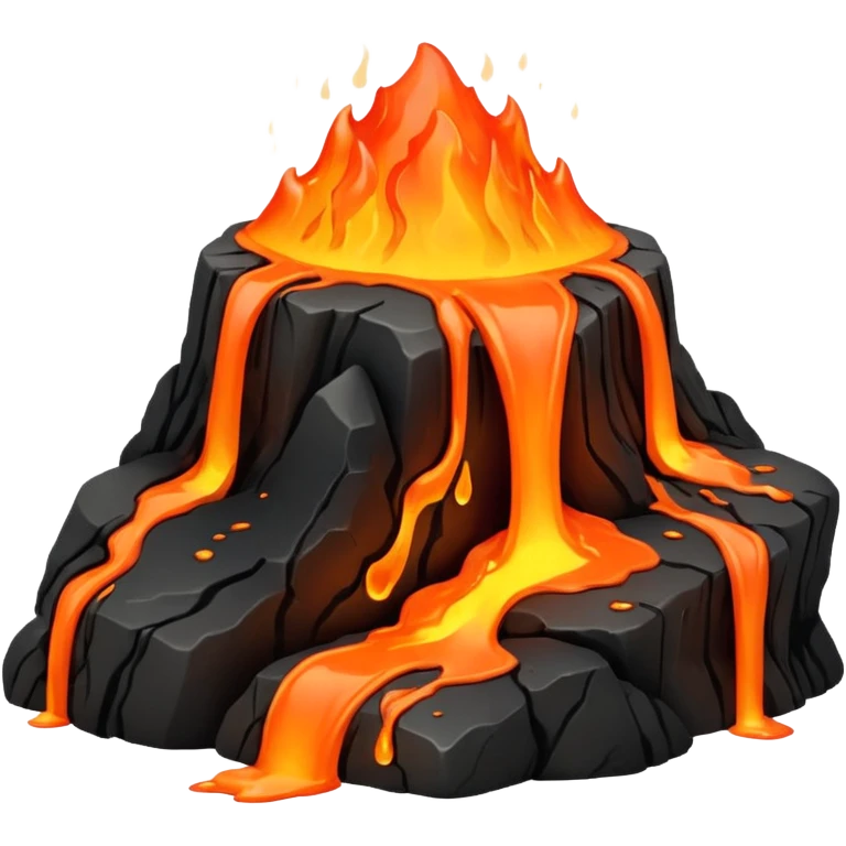 A lava flow spilling slowly over blackened rocks. emoji