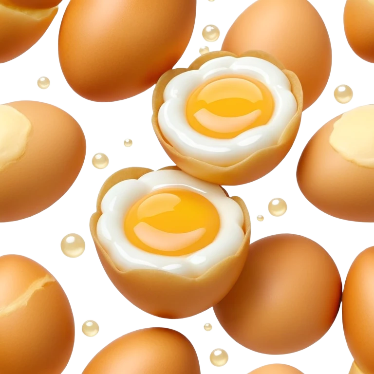 3D rendered Hong Kong egg puffs (鸡蛋仔) with condensed milk drizzle, authentic egg-shaped bubble pattern, golden bubbles with white drizzle, hyper-realistic texture, glossy finish emoji