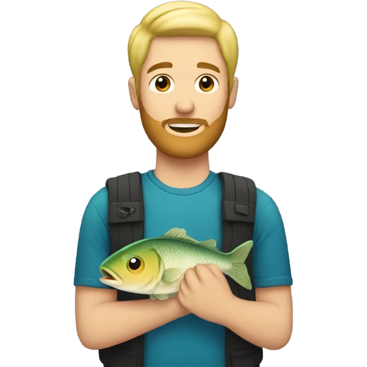 blonde guy with beard holding a fish  emoji