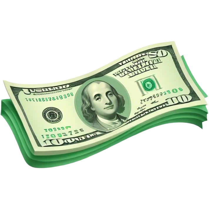 a floating wavy usd note icon emoji