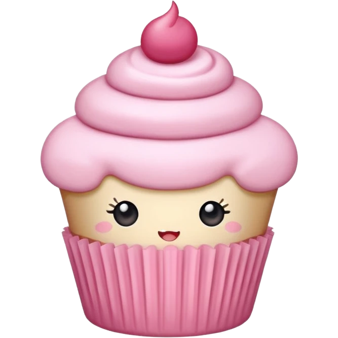 **“Kawaii pembe cupcake, üstünde fiyonk, pastel tonlar, emoji