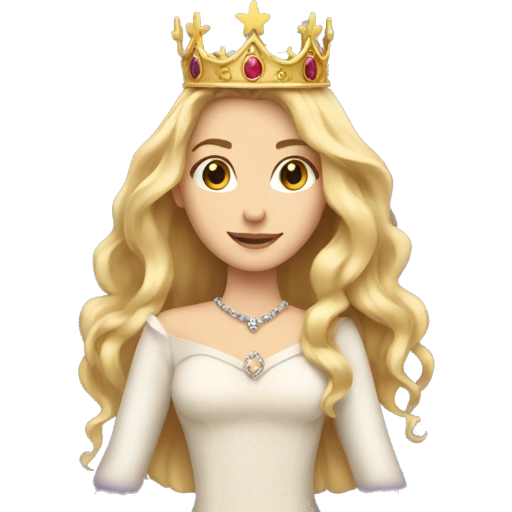A princess with a beautiful crown and long blonde hair  emoji