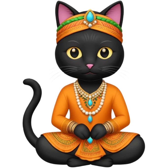 black cat wearing indian clothes emoji