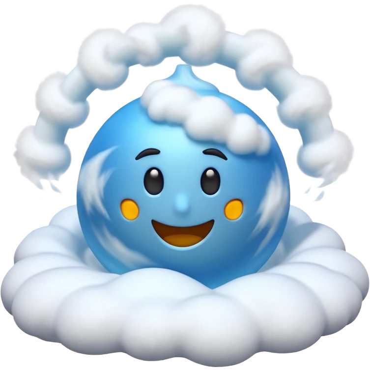 3D render of Blizzard, miniature weather phenomenon, volumetric particle effects, swirling white snow and wind vortex, elemental energy, emoji style, isolated on white background --v 6.0. emoji