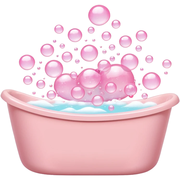A light pink bathtub filled with light pink bubbles, overflowing with foam. Bubbles are rising upward above it. emoji