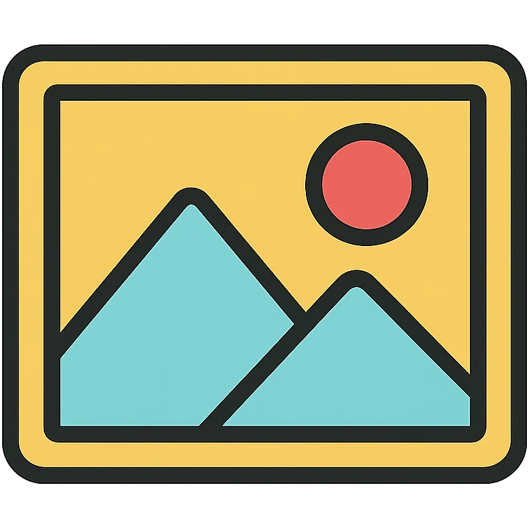 minimal image placeholder emoji with color accent, red and gray, icon style emoji