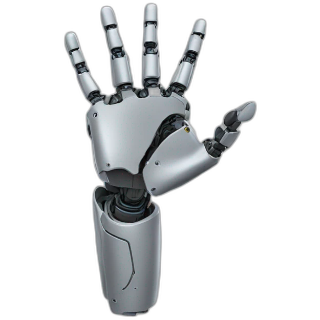 robot stretch left hand, half body, lateral view emoji