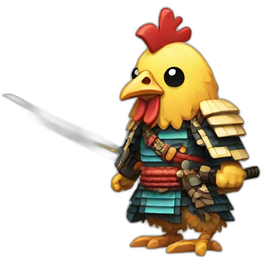 pixel-art chicken samurai emoji