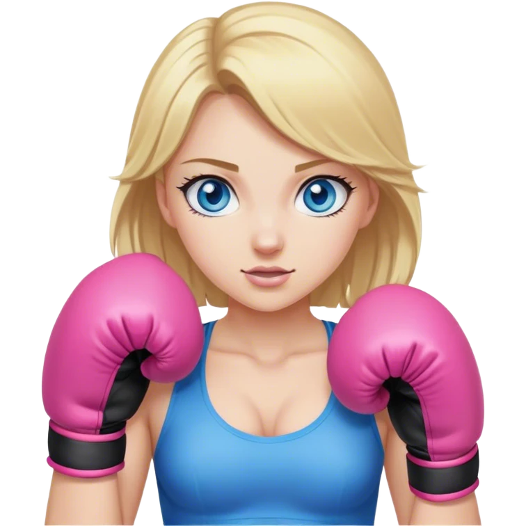 blonde hair blue eyes girl boxing with pink gloves emoji
