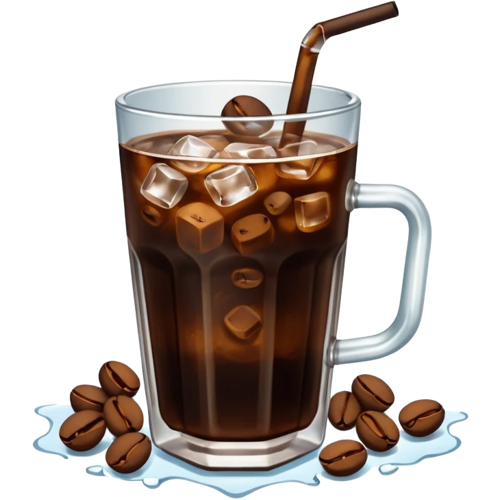 cold brew coffee with coffee beans and ice emoji