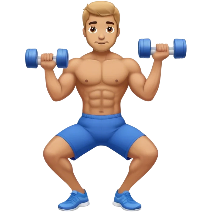 buff guy blue shorts using foam-roller emoji