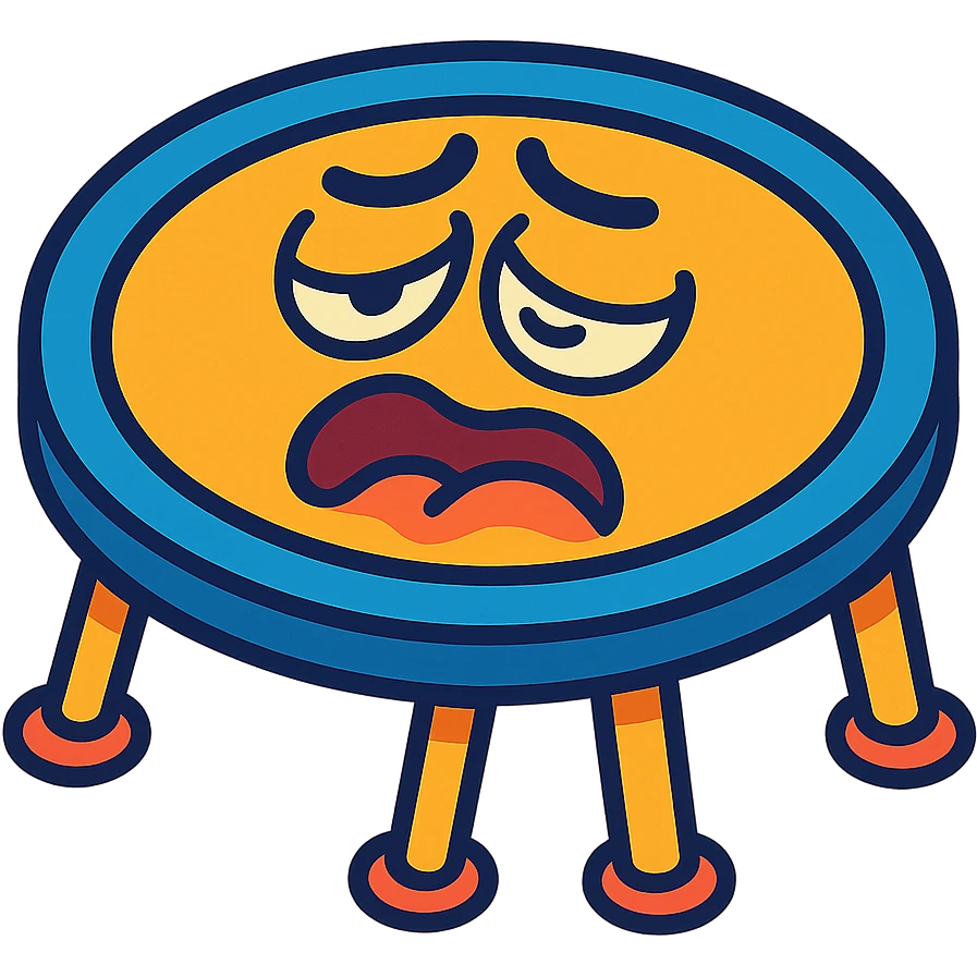 a trampoline with a moaning face, expressive and playful, vibrant toon style emoji