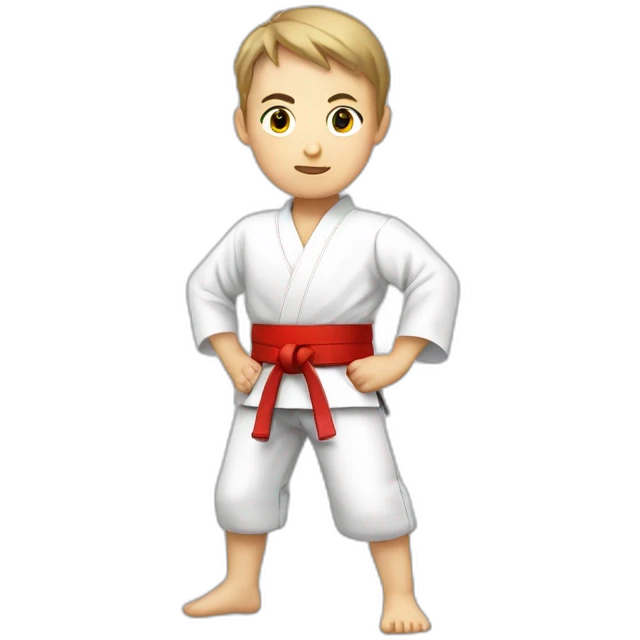White skin Karateka kid with red belt  emoji