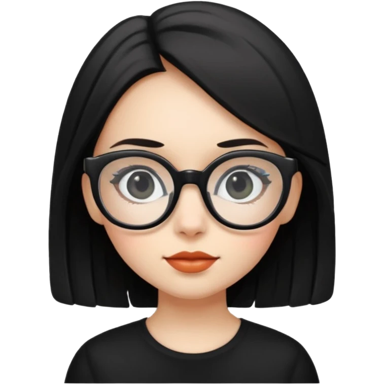 girl with big glasses,black wear emoji