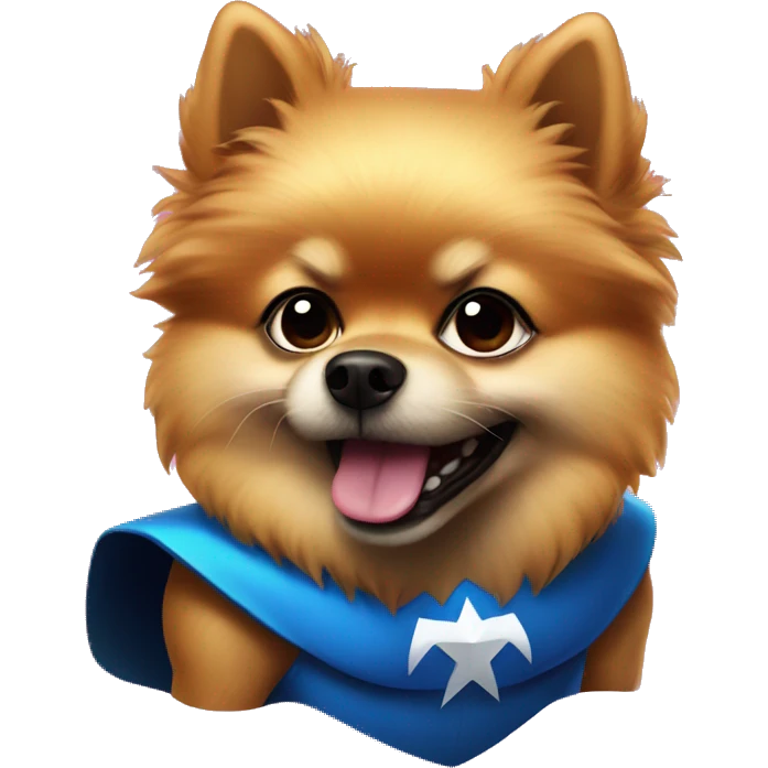 pomeranian in superhero suit emoji