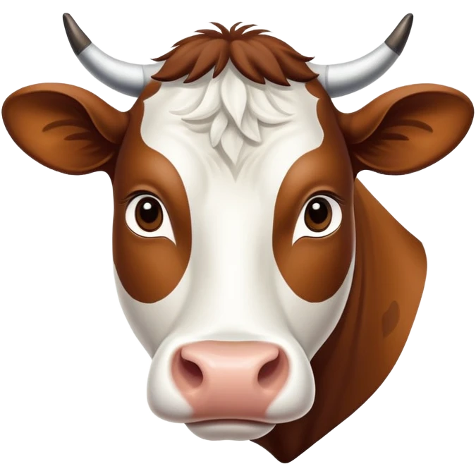 cinematic-noble-brown-and-white-cow-portrait-emoji,-poised-and-regal,-with-a-large,-sturdy-build-and-a-beautifully-patterned-hide-of-rich-brown-accented-by-crisp-white-patches,-deep-set-soulful-brown-eyes,-simplified-yet-sharp-and-sophisticated emoji