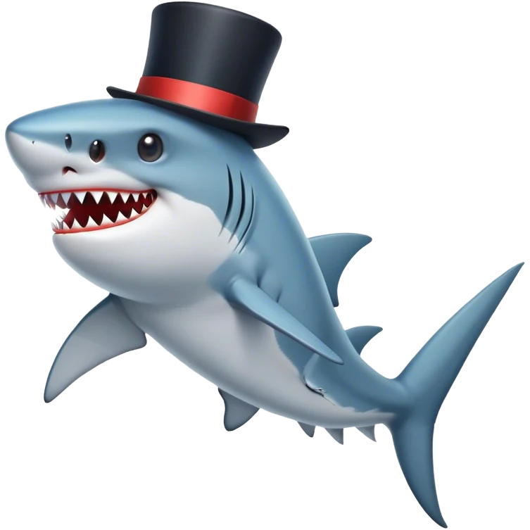 Shark with a top hat emoji