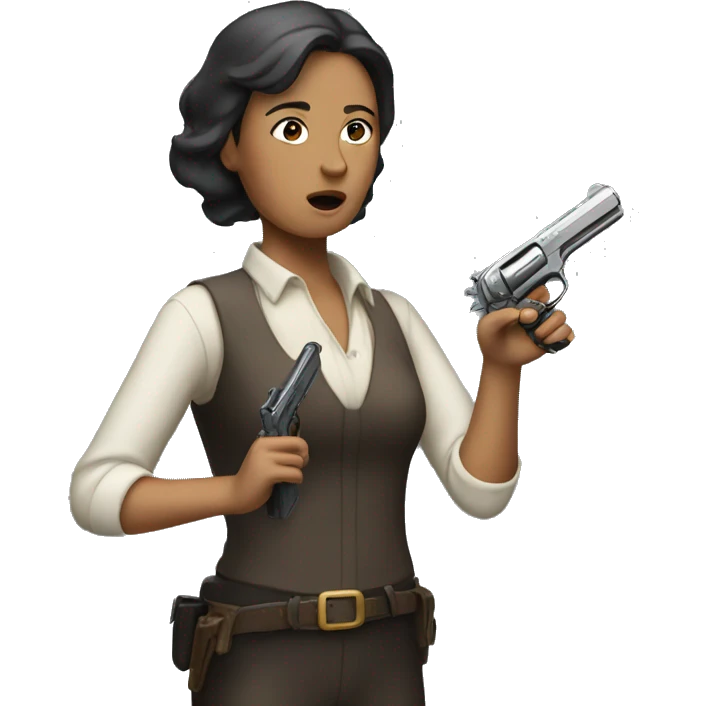 Lady aiming silenced pistol emoji