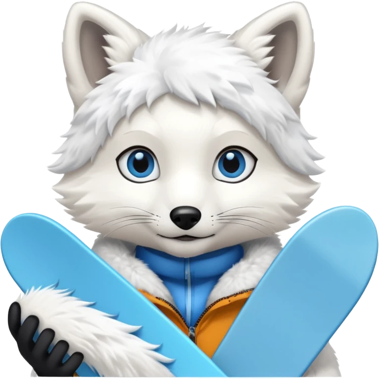 Snowboarder Arctic Fox emoji