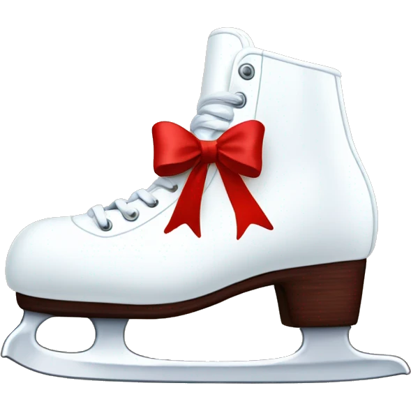 white ice skates with a red bow wrapped around it entirely  emoji