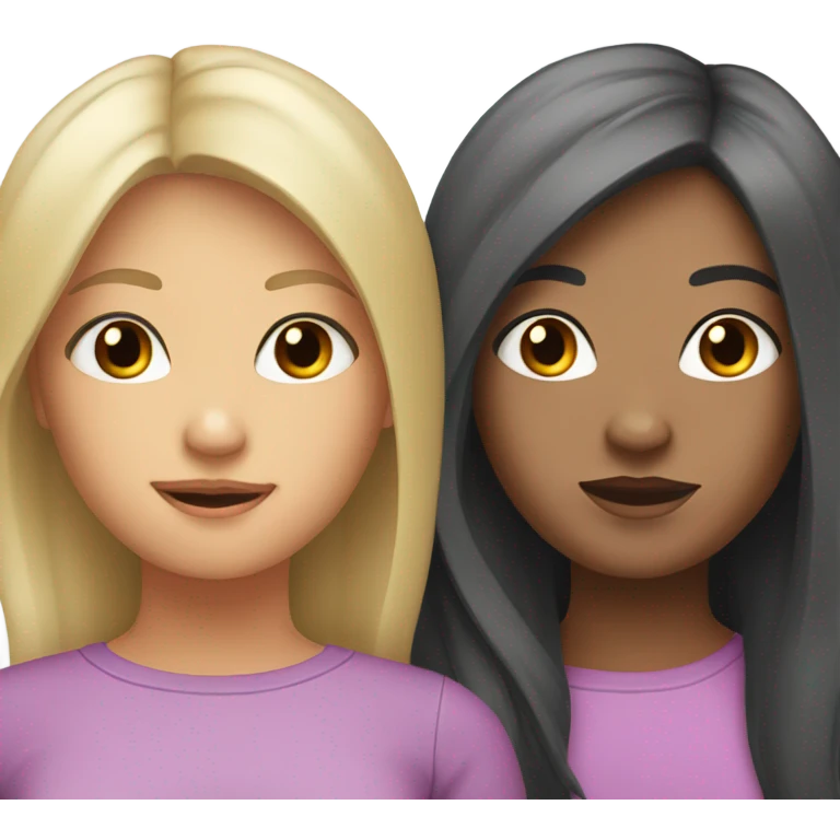 Two sister, one of them has black hair and the other ones are blondish emoji