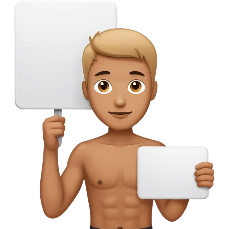 Hombre con cartel blanco en la mano emoji