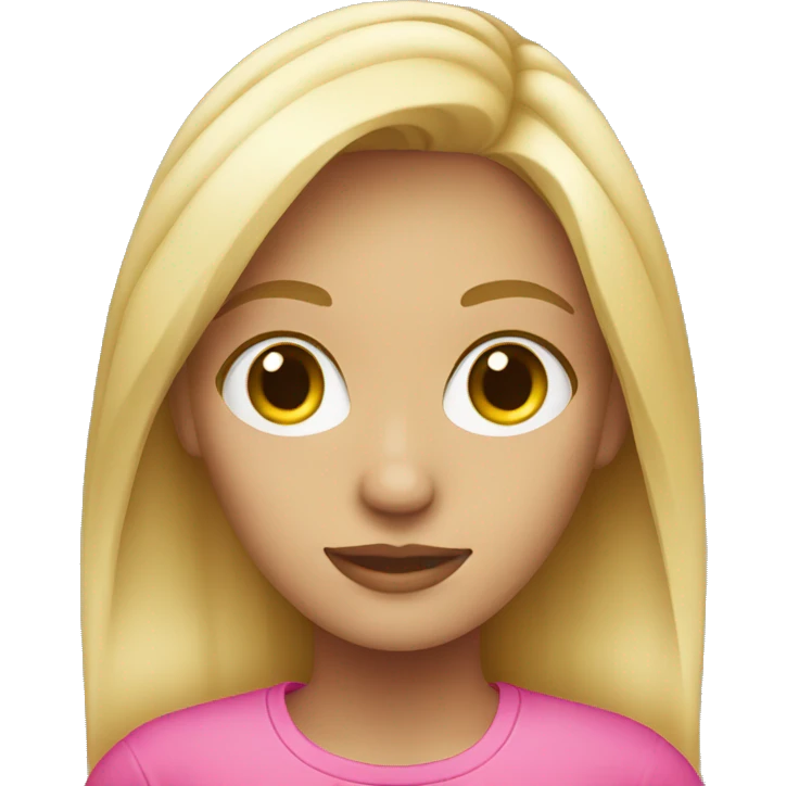Blonde girl wearing pink  emoji