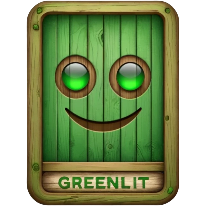 Sign that says “greenlit” written on it  emoji