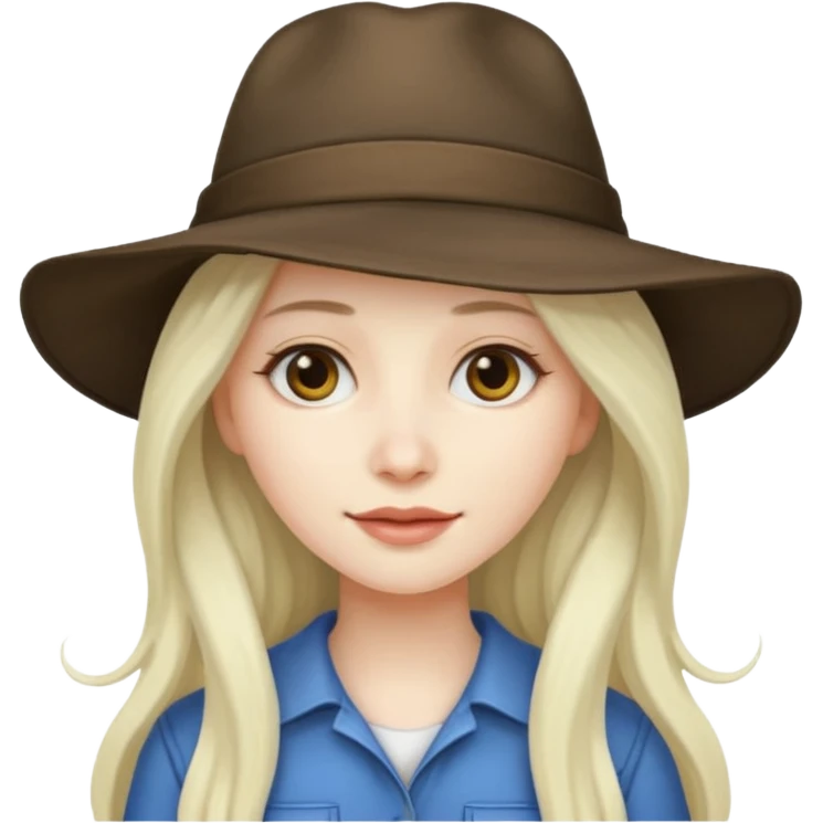 long haired female white bird with hat emoji