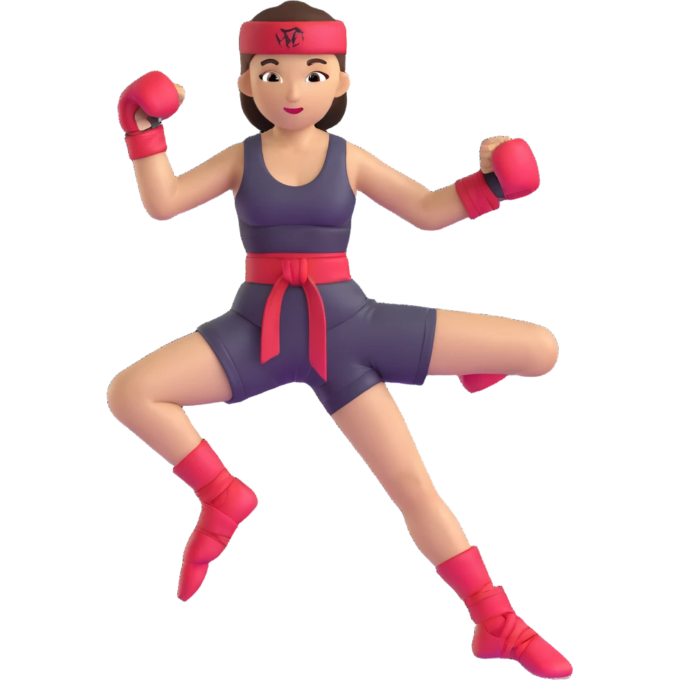female kickboxer in victory pose emoji